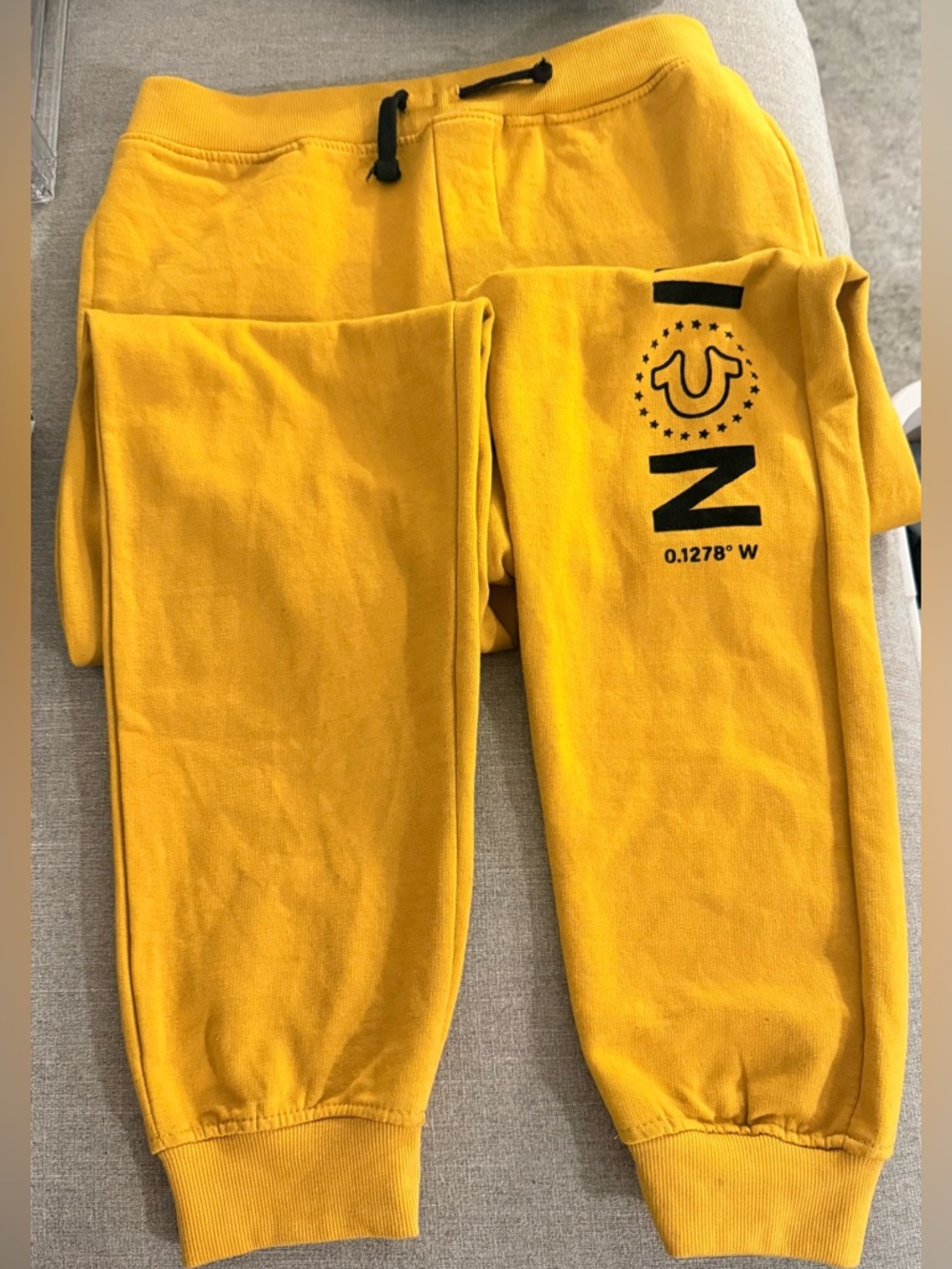 True‎ Religion Bright Yellow/Honey Mustard Logo Joggers YOUTH XL - Picture 6 of 7